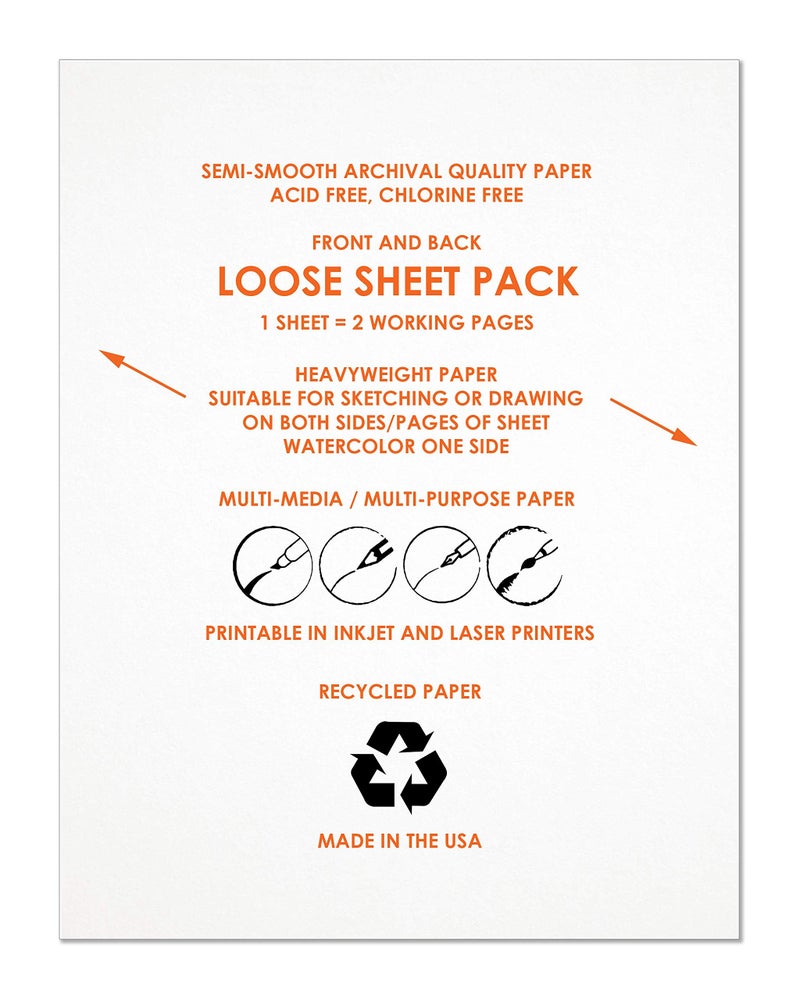 Design Ideation Watercolor Paper. Semi-Smooth. 67 LB. Multi-Media. Loose Sheet Pack. (8.5" x 11") LP-PM-V2 (100 Sheets) - Image 2